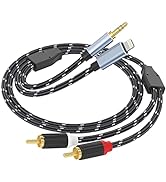 WORLDBOYU Lightning to RCA Adapter with 3.5mm Audio Cable to 2 Male RCA Aux Stereo Cable for Sele...