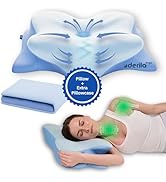 Derila Ergo Cervical Neck Pillow and Cooling Cover Bundle, Ergonomic Pillow and Memory Foam Pillo...