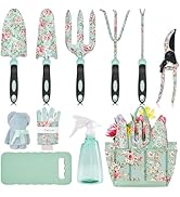 Garden Tools Set, Carsolt 11 Pcs Heavy Duty Floral Gardening Tools Kit with Non-Slip Rubber Handl...