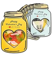 Alcarin 12 Pack Valentine's Cards Set. DIY Happy Valentines Day. Jar Shaped Valentine Cards with ...