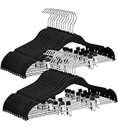 FSUTEG Hangers,30-Pack Pants Hangers, 16.7-Inch Long Velvet Hangers with Adjustable Clips, Non-Sl...
