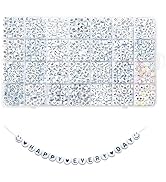 YMSDZHL Alphabet Beads A-Z 1400Pcs Letter Beads, Acrylic 4x7mm Round Letter Beads Kits,Black Digi...