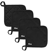 KLEX 4pcs Set, 330gsm Heat Resistant Durable Cotton Potholders for Cooking, Baking and Grilling, ...