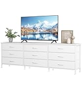 DUMOS TV Stands for Living Room Furniture with 9 Fabric Drawers, Long Entertainment Center Up to ...