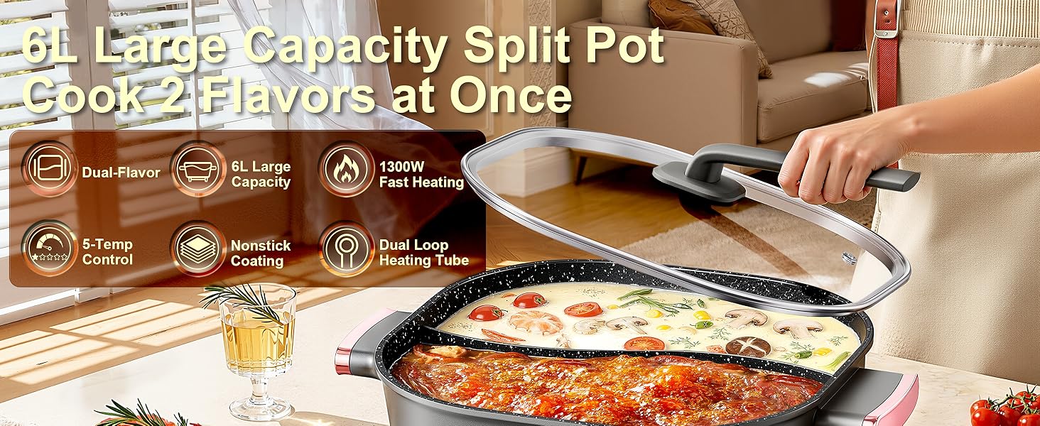 6L Electric Hot Pot with Divider