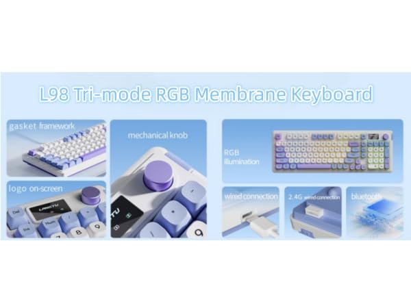 L98 membrane keyboard cute keyboard 98 keys gasket mounted RGB programmable gaming keyboard