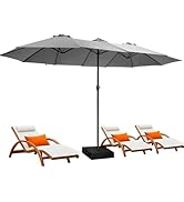 Ayge 15ft Rectangle Large Outdoor Patio Umbrellas with Base Included,Patio Double Table Umbrella ...