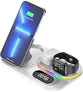 Wireless Charger with Alarm Clock Night Light 3 in 1 Fast Wireless Charging Station for iPhone 14...