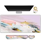 ARTSO Gaming Mouse Pad Wrist Support Set, XXL Large Desk Mat Mousepad + Keyboard Wrist Support+ M...