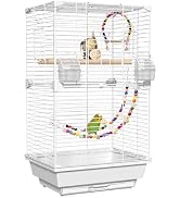 BAGHPBM 24.8 Inch Bird Cage,Parakeet Cage with Ladder,Swing,Perch,2 Feeders,Small to Medium Birds...
