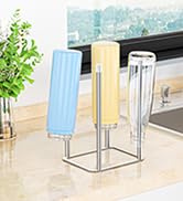 LOXSUN Drainage Rack, Glass Bottle Dryer, Bag Water Bottle Holder (Silver)