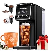 Coffee Maker Hot &amp; Iced With Bold Setting,Single Serve Coffee Maker For K Cup And Grounds,52 Oz R...