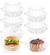Hokimder 100 Pack Clear Clamshell Food Containers, Disposable Food Containers with Lids, 6 x 6 In...