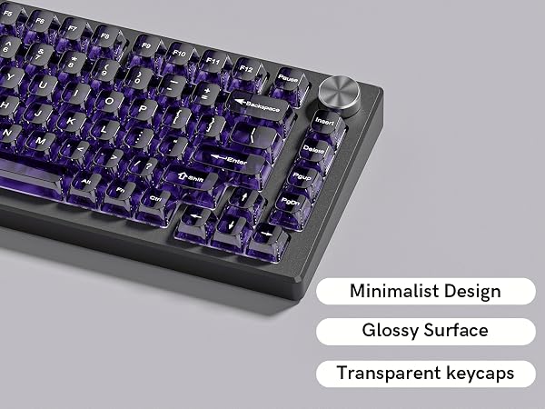 Purple Clear keycaps,Transparent keycaps,Jelly keycap Set,Shine Through key caps,MDA Profile