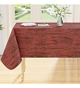 Smiry Rectangle Table Cloth, Waterproof Vinyl Tablecloths with Flannel Backing, Wipeable Spillpro...