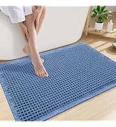 Smiry Waffle Bath Mat 30X20, Extra Soft Absorbent Bathroom Rugs, Blue | Non Slip Machine Washable...