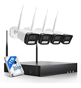 Wireless Security Camera Systems, 10CH WiFi Security Camera System Wireless with 4 3MP Cameras, 2...