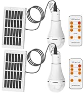 FLRONGSUN Solar Bulb Light Portable 300LM with Remote Control 4 Mode Led Lantern Indoor USB Charg...