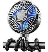SWEETFULL Portable Stroller Fan with Display 4000mAh Battery Powered Mini Clip On Fan, 4-Speed Re...