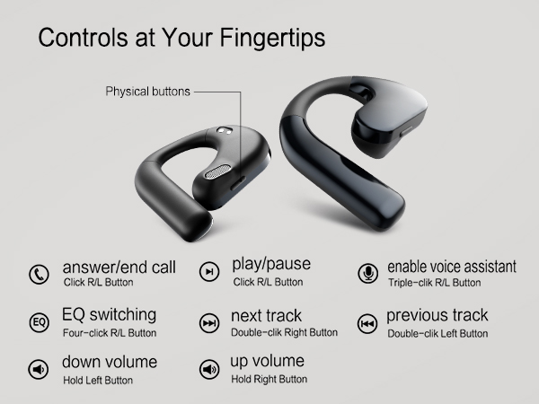 NEOQOQO AIR conduction headphones WITH PHYSICAL BUTTONS