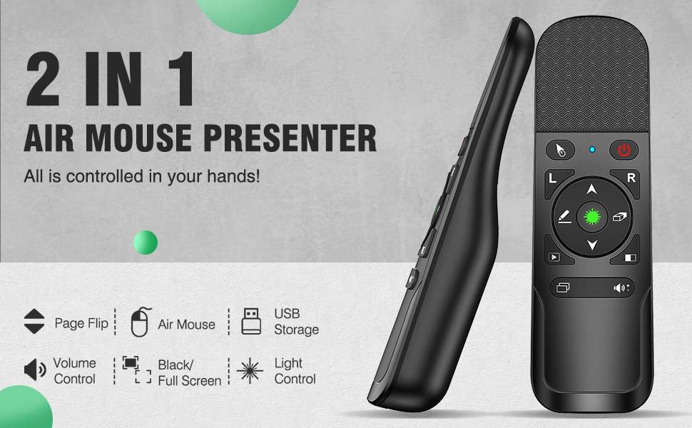 Clicker for powerpointpresentations with green light