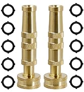Triumpeek Solid Brass Hose Nozzle, 2 Pack 4" Heavy Duty Brass Garden Hose Nozzle with 10 Rubber W...