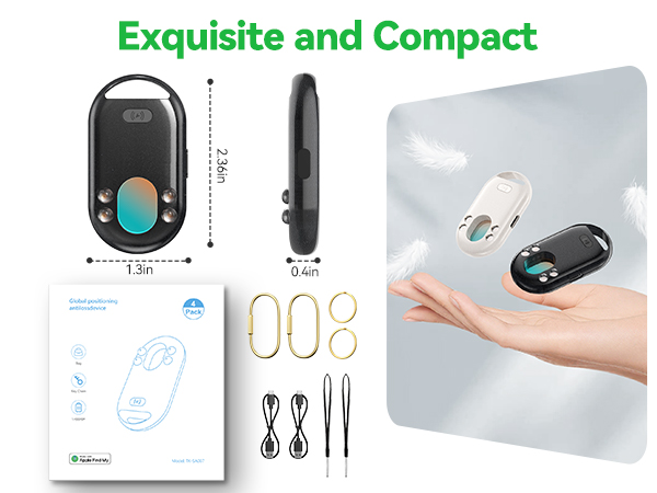 The tracker is compact and portable, comes with multiple keyrings.