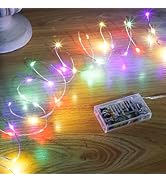 SINAMER Multicolor Fairy Lights Battery Operated,1 Pack Led Mini Twinkle Copper Wire Firefly Star...