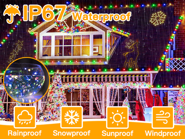 IP67 Waterproof Christmas Lights for House Outdoor Decor