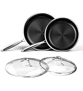 Stainless Steel Frying Pan with Lid - Titanium Ceramics Stainless Steel Nonstick Frying Pan Set, ...