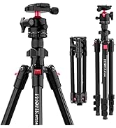 PHOPIK 64" Camera Tripod, Aluminum Camera Tripod for DSLR,Compact Tripod with 360° Panorama Ball ...