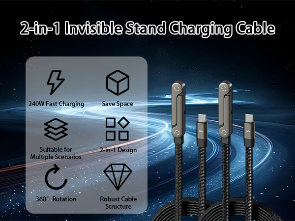 2-in-1 Invisible Stand Charging Cable