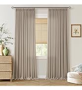 Burlywood Linen Pinch Pleated Curtains 90 Inch Length 2 Panels for Living Room Pinch Pleat Curtai...