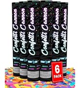 Confetti Cannon Party Poppers [6 Pack], 12 Inch Multicolor Confetti Shooters for We...