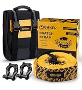 BUNKER INDUST Heavy Duty Tow Strap Recovery Kit, 3" x 20ft Recovery Straps + Pair 3/4 D Ring Shac...