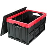 GUOZI 30 Liter Collapsible Storage Bin with Lid, Durable Plastic Folding Storage Crate, Stackable...