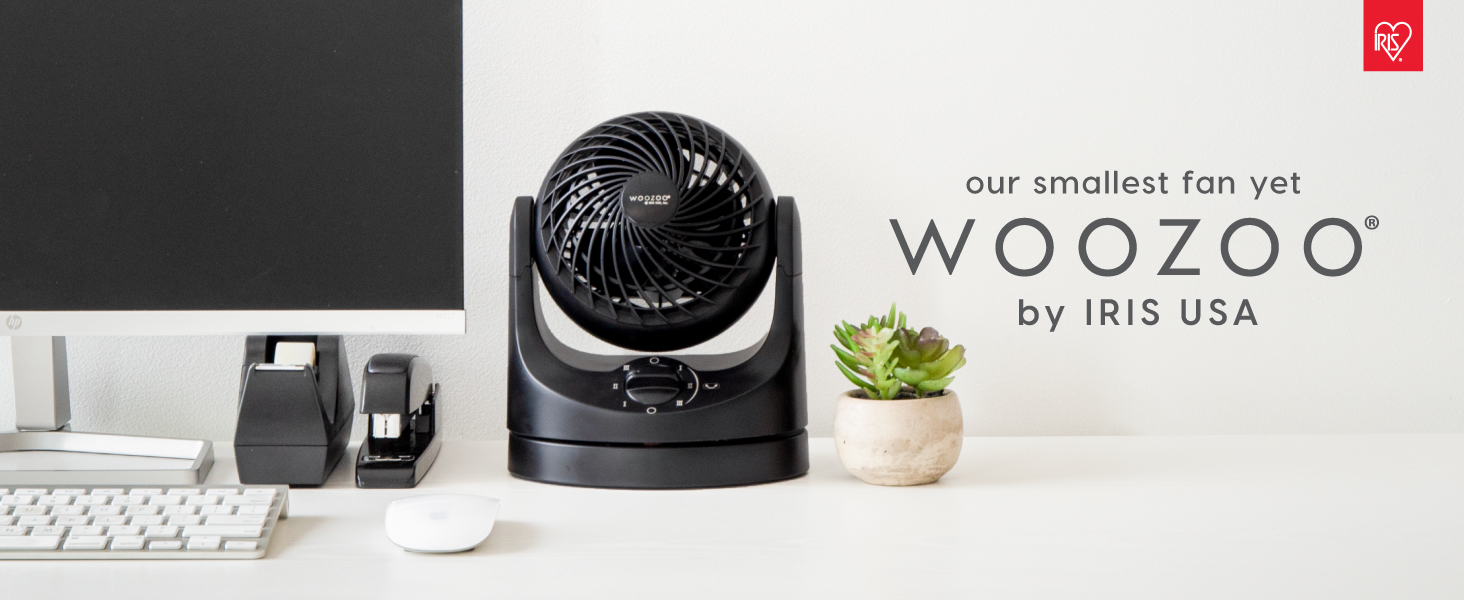 small fan, mini fan, desktop fan, desk fan, table fan, tabletop fan, black fan, woozoo iris usa