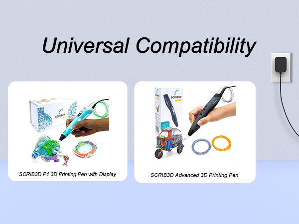 Compatible with SCRIB3D P1 3D Printing Pen with Display and SCRIB3D Advanced 3D Printing Pen.