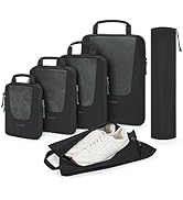 Compression Packing Cubes for Travel, BAGSMART 6 Set Travel Packing Cubes for Suitcases, Compress...