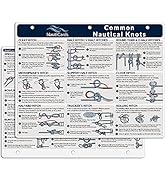 Nautical Knots Quick Reference Card - Guide to 21 Sailing &amp; Boating Knots on 8.5" x 11" Waterproo...