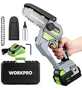 WORKPRO Mini Chainsaw, 6.3“ Brushless Cordless Power Compact Chain Saw with 4.0Ah Battery, 20V On...