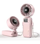 KinYiLO Portable Handheld Fan, 100 Speed Mini Personal Fan [16H Max Cooling Time], 180° Foldable ...