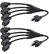 Cable Matters 2-Pack 4 Outlet Power Splitter Cord - 1.5ft, NEMA 5-15P to NEMA 5-15R Y Power Cord ...
