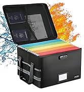 JALIELL Upgraded File Box with Lock, Fireproof Document File Organizer Box with Water-Resistant Z...