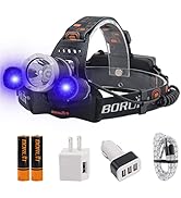 BORUIT RJ-3000 Rechargeabe LED Headlamp 5000 Lumens with Black Light, 3 Modes Super Bright USB He...