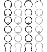 ONESING 20-30 Pcs Septum Rings 16G Septum Jewelry Surgical Steel Septum Piercings Horseshoe Helix...