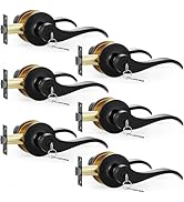 AmzGod 6 Pack Matte Black Entry Door Handle, Wave Style Exterior Interior Door Lever Handle with ...
