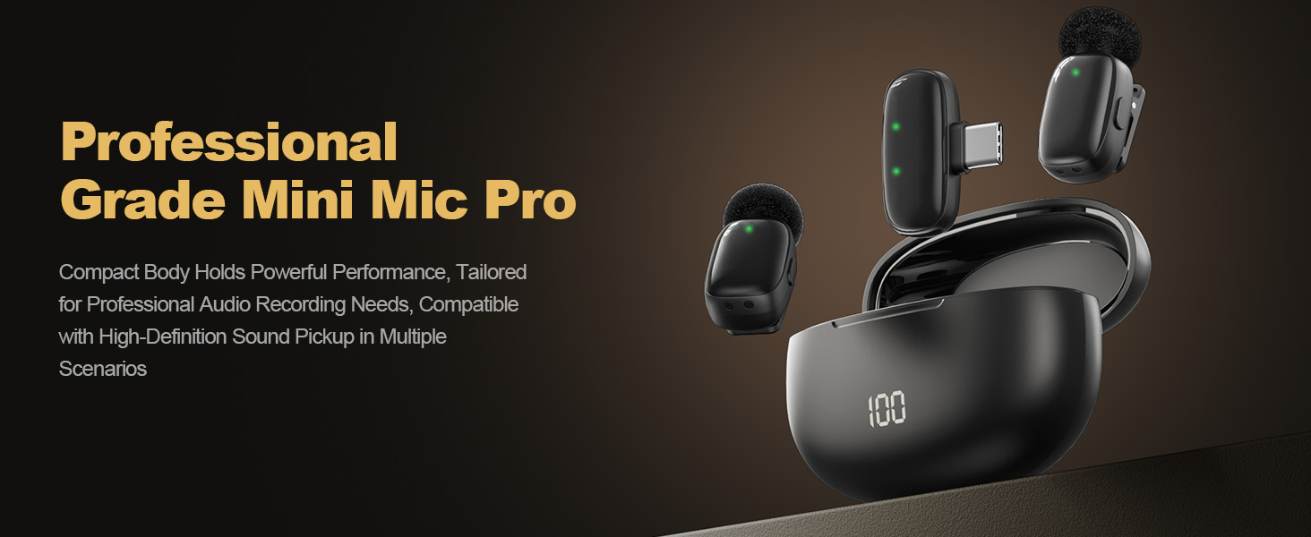 Mini Wireless Lavalier Microphone for iPhone 17 16 15 &amp;amp; Android with USB-C Plug