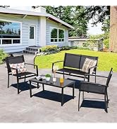 Shintenchi 4 Pieces Patio Furniture Set All Weather Textile Fabric Outdoor Conversation Set, with...