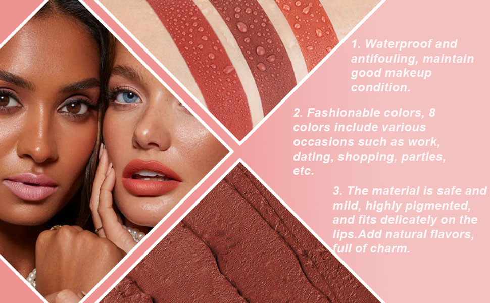 evpct 8Pcs Matte Lipstick and Lip Crayon Lip Liner Pencil Pen Set
